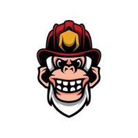 Yeti Firefighter Logo Design Vector