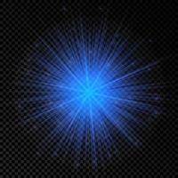 Light effect of lens flares. Blue glowing lights starburst effects with sparkles vector