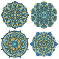 Set of Multicolored Vector Mandala. Mandala vector for art, coloring book, zendoodle. Circle Abstract Object Isolated On White Background.