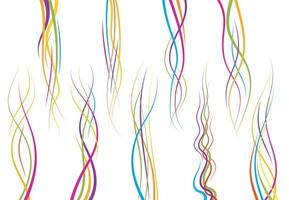 Set of abstract color curved lines. Wave design element. Vector illustration.