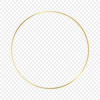 Gold glowing circle frame isolated. Shiny frame with glowing effects. Vector illustration.