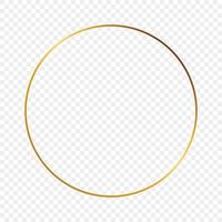 Gold glowing circle frame isolated on transparent background. Shiny frame with glowing effects. Vector illustration.