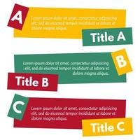 Set of three horizontal colorful options banners. Step by step infographic design template. Vector illustration