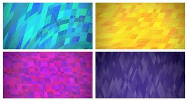 Abstract background with colorful rectangles. Set of four beautiful futuristic dynamic geometric banner design pattern. Vector illustration
