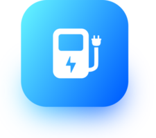 Electric vehicle charging station icon in square gradient colors. png