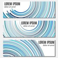 Set of blue abstract header banners with curved lines and place for text. Vector backgrounds for web design.