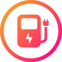 Electric vehicle charging station icon in gradient colors. png