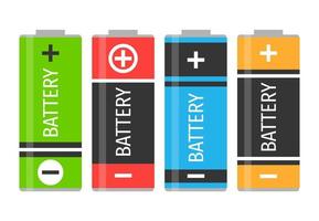 A set of four colorful batteries. Vector illustration
