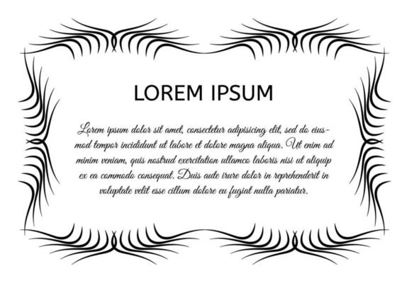 Decorative vintage horizontal frame with the place for your text in center. Vintage ornament greeting card template. Vector illustration.