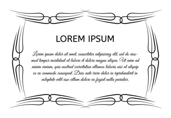 Decorative vintage horizontal frame with the place for your text in center. Vintage ornament greeting card template. Vector illustration.