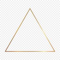 Gold glowing triangle frame isolated. Shiny frame with glowing effects. Vector illustration.