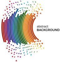 Abstract background with colorful rainbow lines and flying pieces. Colored circles with place for your text on a white background. vector