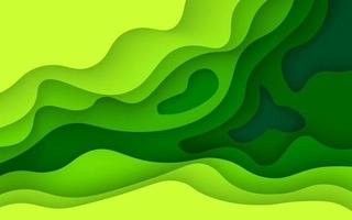 fondo de capas superpuestas de corte de papel ondulado verde abstracto multicolor. eps10 vector