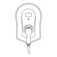 ilustración de icono de esquema de estación de carga de vehículos eléctricos sobre fondo blanco aislado vector