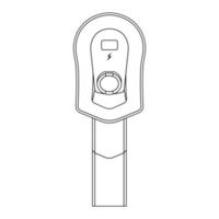 Electric Vehicle Charging Station Outline Icon Illustration on Isolated White Background vector