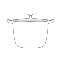 ilustración de icono de contorno de olla de cocina sobre fondo blanco aislado vector