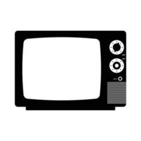 silueta de televisión retro. elemento de diseño de icono en blanco y negro sobre fondo blanco aislado vector