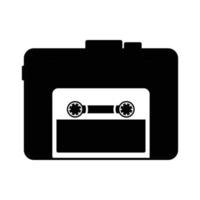 silueta de reproductor de cassette portátil retro. elemento de diseño de icono en blanco y negro sobre fondo blanco aislado vector