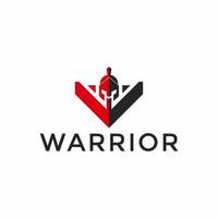 la letra w se combina con el diseño del logotipo del guerrero caballero vector