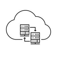 vector de icono de intercambio de datos. signo de ilustración del servidor en la nube. símbolo del almacén de datos. logotipo de la nube.