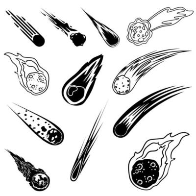 Comet icon vector set. Asteroid illustration sign collection. Meteorite symbol. Cosmos logo.