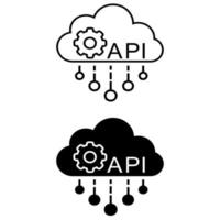 icono de vector de API. signo de ilustración de integración de software. símbolo de la aplicación. logotipo de la nube. signo o logotipo de desarrollo.