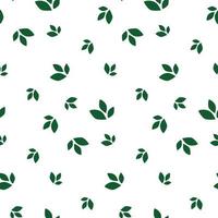 Seamless botanical pattern with hand drawn green leaves on white. Wrapping paper. Abstract floral texture. vector