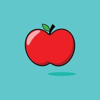 simple apple icon vector on blue background with light and shadow