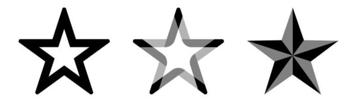 conjunto de iconos decorativos de estrella de cinco puntas vector
