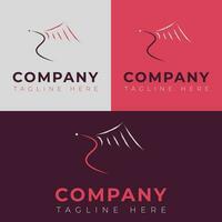 Set of Bird logo template with line art style. Creative abstract bird logo collection. vector