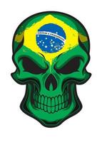 Brazil flag painted on skull vector