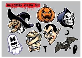 halloween character set vector