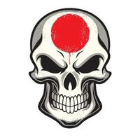 Japan flag painted on skull vector