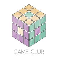 Game club logo. Cube. Outline. Color vector illustration. geometric sign.