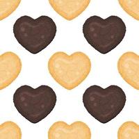 seamless pattern from cookies in the shape of a heart. Vector illustration. Cartoon style. Endless texture