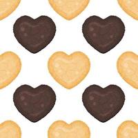 seamless pattern from cookies in the shape of a heart. Vector illustration. Cartoon style. Endless texture