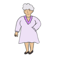 Handdrawn doodled elderly woman png