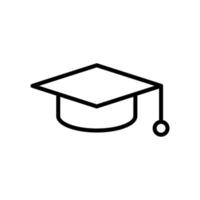 Mortarboard, graduation cap, square academic cap icon in line style design isolated on white background. Editable stroke. vector