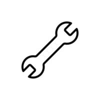 Wrench, spanner tool icon in line style design isolated on white background. Editable stroke. vector