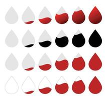 conjunto de iconos de nivel de gota de sangre aislados sobre fondo blanco. vector