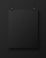 Empty Vertical Black Sheet of Papper on the Wall Mockup vector