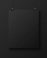 Empty Vertical Black Sheet of Papper on the Wall Mockup vector