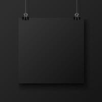 Empty Square Black Papper on the Wall Mockup vector