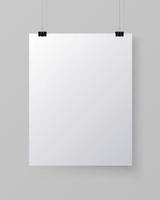 Empty Vertical Sheet of Papper on the Wall Mockup vector