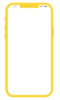 New version of yellow slim smartphone with blank white screen png