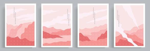 vector de decoración de pared rosa abstracto. artes de estilo oriental japonés con patrón. adecuado para impresiones, folletos, lienzos, afiches, decoración de paredes, portada, medios sociales y papel tapiz.