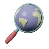 3D Magnifying Glass with Earth Globe png