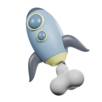 3D Space Rocket with Smoke png