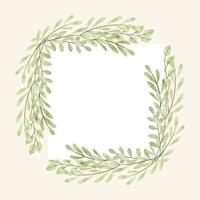 Square Watercolor Leaves Frame Vector