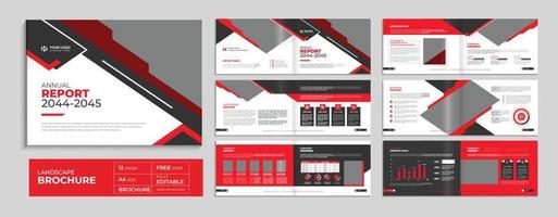 folleto corporativo de paisaje rojo plantilla de perfil de empresa diseño de portada de informe anual, folleto comercial mínimo a4 vector